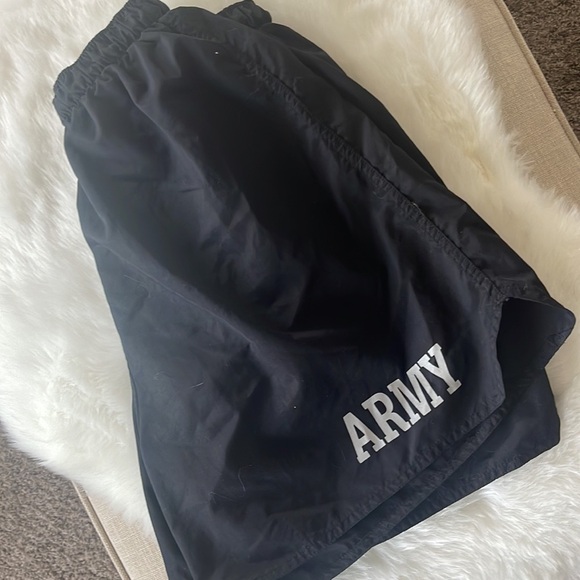 Vintage ARMY Black Spellout Drawstring Athletic Shorts - PT Trainers Unisex S/M - Picture 7 of 7